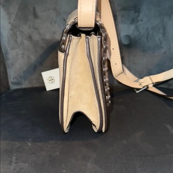 Tory Burch Cream Britten Studs Small Saddle Bag - Picture 3 of 8